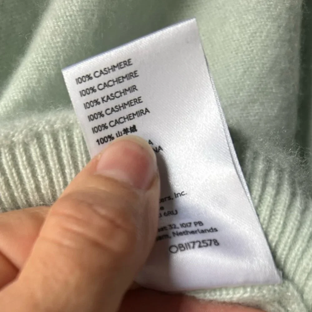 Pilcro Alani 100% Cashmere Funnel Neck Sweater Spring Green SM (Storied Series) - Picture 7 of 7
